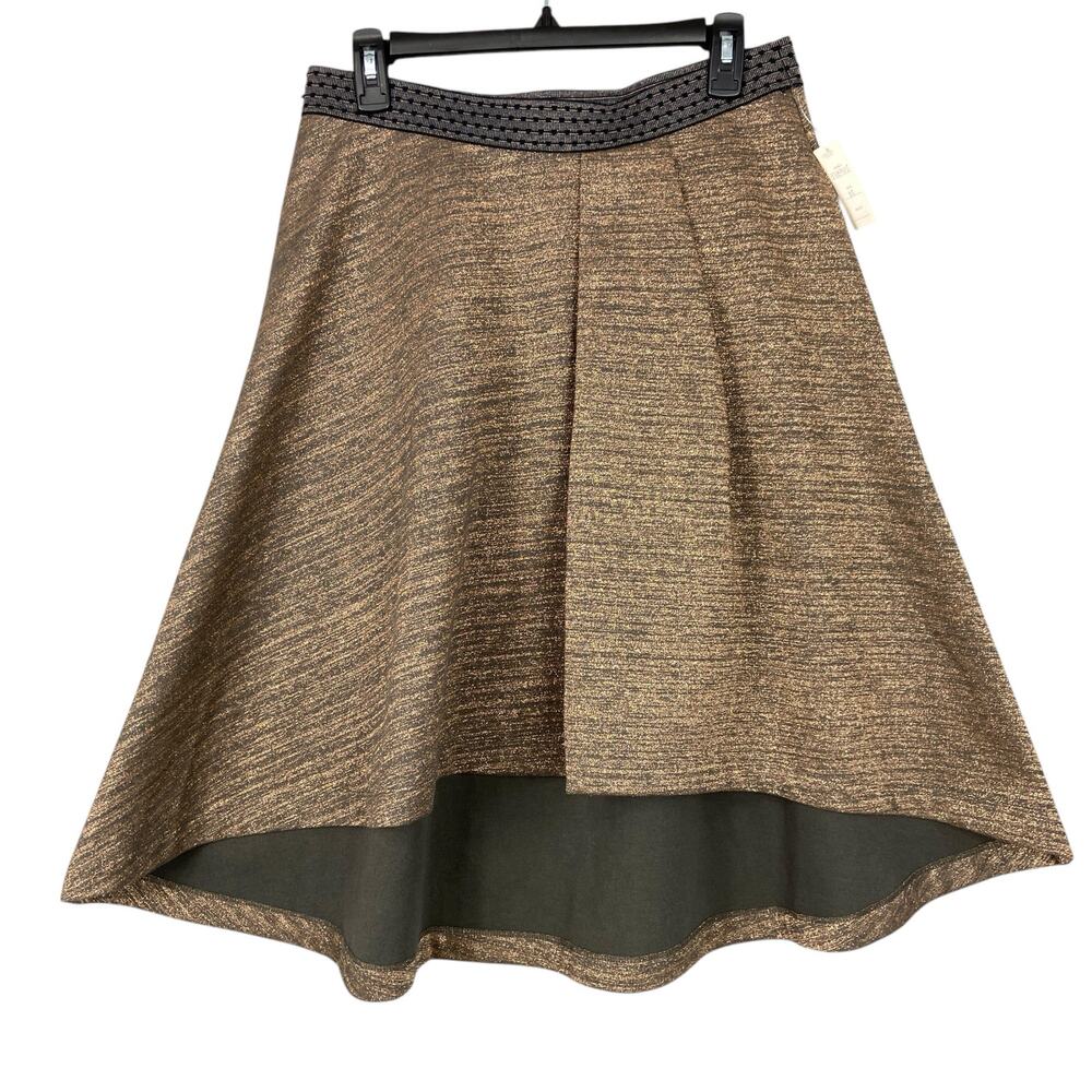 HD in Paris Anthropologie Skirt Metallic Gold Cotton Blend Skirt Size M